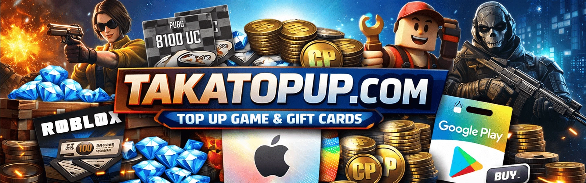 Home 4 Cheap & Instant Game Top Up – Free Fire, PUBG, COD, Roblox TakaTopup