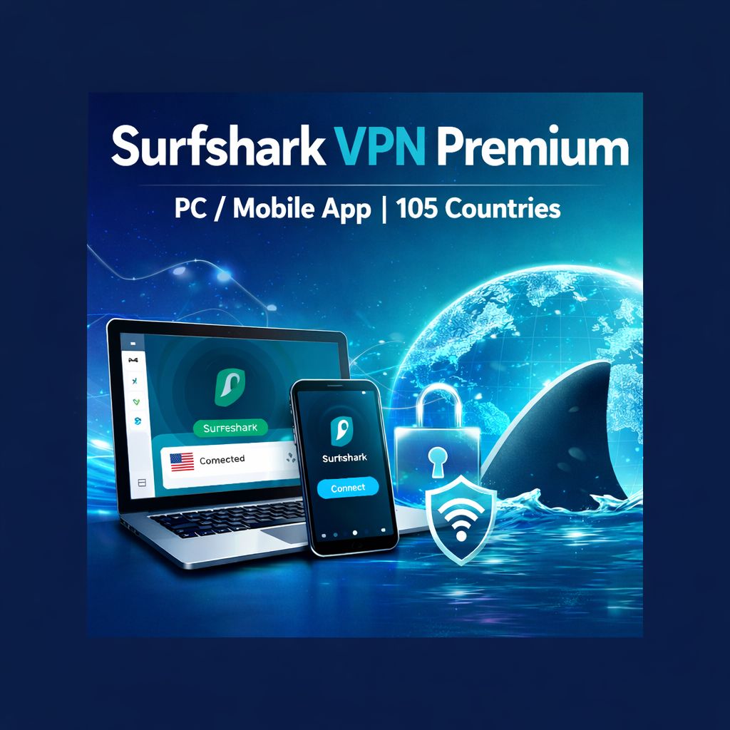 Surfshark VPN Premium β PC & Mobile App | 105 Countries 1 Surfshark VPN Premium - PC Mobile App 105 Countries VPN Privacy Secure Internet Access