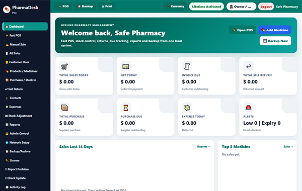 PharmaDesk Pro pharmacy POS and inventory software interface